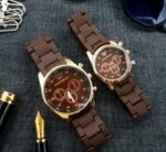 2 Pcs Unisex Stainless Steel Chronograph Couple Watches - Round Multicolor Design - Image 2